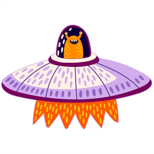 Space Explorers Theme Alien Buddy UFO Transparent Sticker
